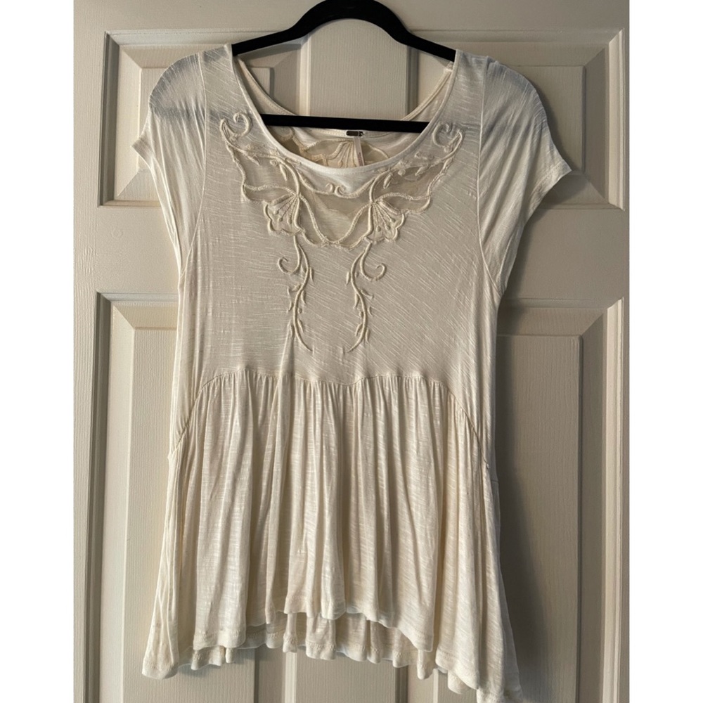 Free People Cream Flowy Top